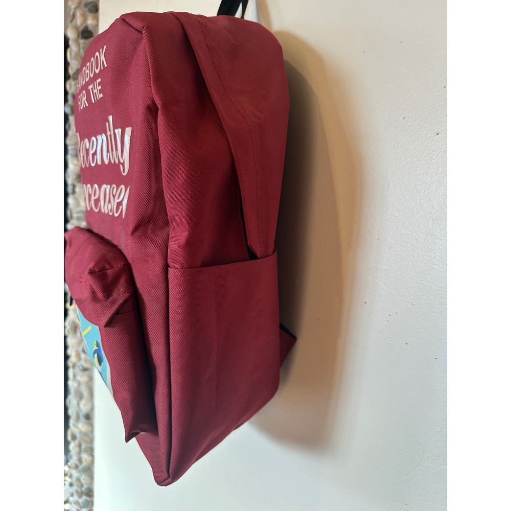 Beetlejuice Handbook for the Recently Deceased Backpack Maroon Burgundy Bag - Picture 4 of 14